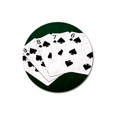 Poker Hands Straight Flush Spades Magnet 3  (round) by FunnyCow