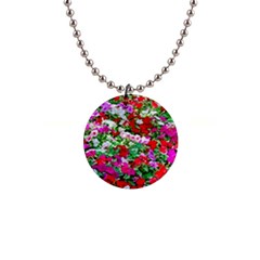 Colorful Petunia Flowers Button Necklaces by FunnyCow