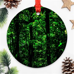 Emerald Forest Round Ornament (two Sides) by FunnyCow