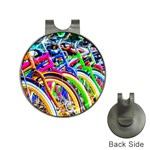 Colorful Bicycles In A Row Hat Clips with Golf Markers Front