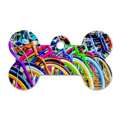 Colorful Bicycles In A Row Dog Tag Bone (one Side) by FunnyCow