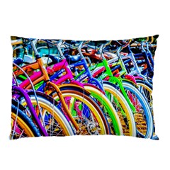 Colorful Bicycles In A Row Pillow Case by FunnyCow