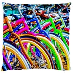 Colorful Bicycles In A Row Large Cushion Case (Two Sides) Front