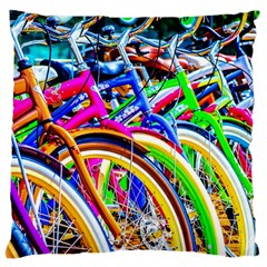 Colorful Bicycles In A Row Standard Flano Cushion Case (one Side) by FunnyCow