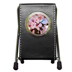 Three Sakura Flowers Pen Holder Desk Clock by FunnyCow