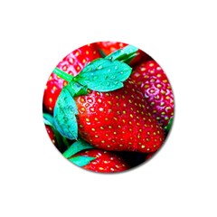 Red Strawberries Magnet 3  (round) by FunnyCow