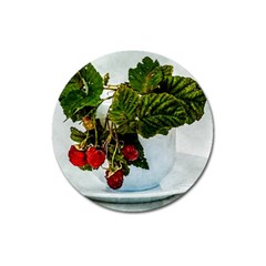 Red Raspberries In A Teacup Magnet 3  (round) by FunnyCow