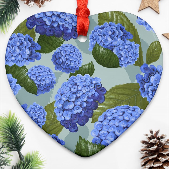 Hydrangea  Heart Ornament (Two Sides)