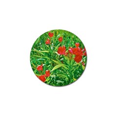 Red Flowers And Green Plants At Outdoor Garden Golf Ball Marker (10 Pack) by dflcprintsclothing