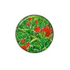 Red Flowers And Green Plants At Outdoor Garden Hat Clip Ball Marker (10 Pack) by dflcprintsclothing