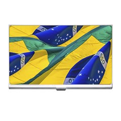 Brazil Flags Waving Background Business Card Holder by dflcprintsclothing