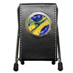 Brazil Flags Waving Background Pen Holder Desk Clock Front