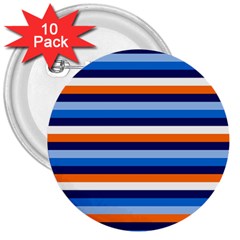 Ocean Blue Stripes 3  Buttons (10 Pack)  by tmsartbazaar