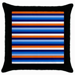 Ocean Blue Stripes Throw Pillow Case (black) by tmsartbazaar