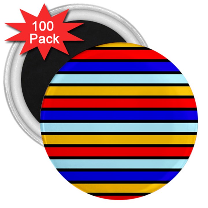 Red And Blue Contrast Yellow Stripes 3  Magnets (100 pack)