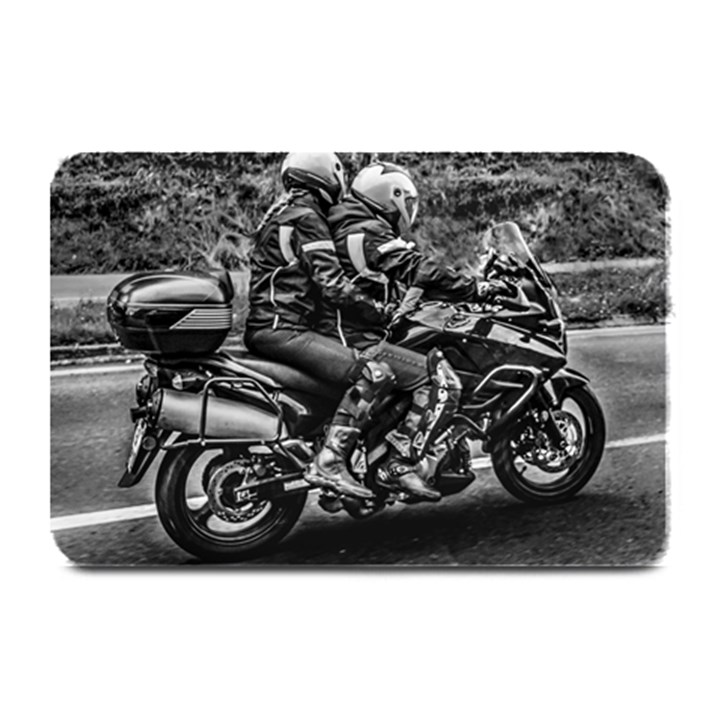 Motorcycle Riders At Highway Plate Mats