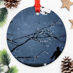 Full Moon Landscape Scene Illustration Ornament (round) by dflcprintsclothing