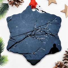 Full Moon Landscape Scene Illustration Snowflake Ornament (two Sides) by dflcprintsclothing