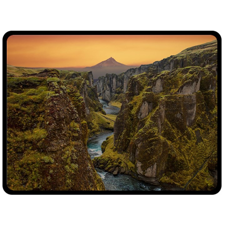 Landscape-cannon-river-mountain Fleece Blanket (Large) 