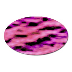 Pink  Waves Flow Series 2 Oval Magnet by DimitriosArt