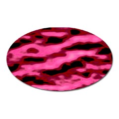 Pink  Waves Flow Series 3 Oval Magnet by DimitriosArt