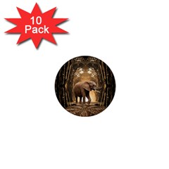 Sculpture Travel Outdoor Nature Elephant 1  Mini Buttons (10 Pack)  by Wegoenart