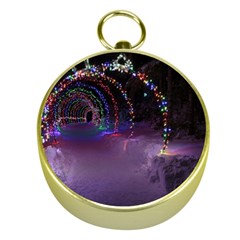 Outdoor Christmas Lights Tunnel Gold Compasses by artworkshop