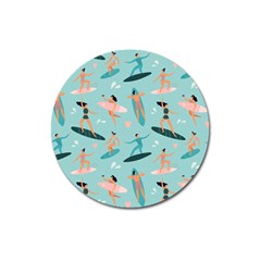 Beach-surfing-surfers-with-surfboards-surfer-rides-wave-summer-outdoors-surfboards-seamless-pattern- Magnet 3  (round) by Jancukart