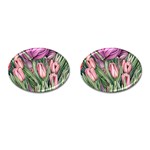 Chic Choice Classic Watercolor Flowers Cufflinks (Oval) Front(Pair)