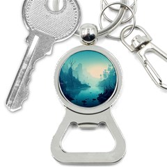 Ai Generated River Forest Woods Outdoors Bottle Opener Key Chain by Pakemis