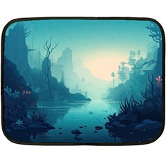 Ai Generated River Forest Woods Outdoors One Side Fleece Blanket (mini) by Pakemis