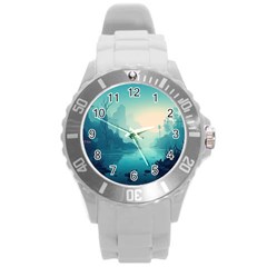 Ai Generated River Forest Woods Outdoors Round Plastic Sport Watch (l) by Pakemis