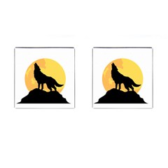 Wolf Wild Animal Night Moon Cufflinks (square) by Semog4