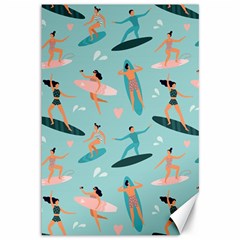 Beach-surfing-surfers-with-surfboards-surfer-rides-wave-summer-outdoors-surfboards-seamless-pattern- Canvas 12  X 18  by Salman4z