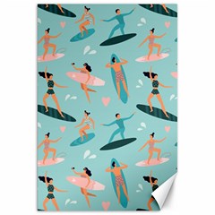 Beach-surfing-surfers-with-surfboards-surfer-rides-wave-summer-outdoors-surfboards-seamless-pattern- Canvas 20  X 30  by Salman4z