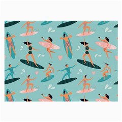 Beach-surfing-surfers-with-surfboards-surfer-rides-wave-summer-outdoors-surfboards-seamless-pattern- Large Glasses Cloth by Salman4z