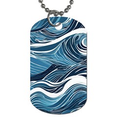 Abstract Blue Ocean Wave Dog Tag (one Side) by Jack14