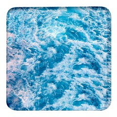 Blue Ocean Wave Texture Square Glass Fridge Magnet (4 Pack) by Jack14