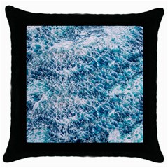 Summer Blue Ocean Wave Throw Pillow Case (black) by Jack14