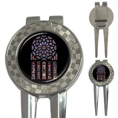 Chartres Cathedral Notre Dame De Paris Stained Glass 3-in-1 Golf Divots by Maspions