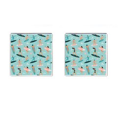 Beach Surfing Surfers With Surfboards Surfer Rides Wave Summer Outdoors Surfboards Seamless Pattern Cufflinks (square) by Bedest