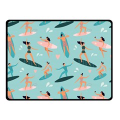 Beach Surfing Surfers With Surfboards Surfer Rides Wave Summer Outdoors Surfboards Seamless Pattern Two Sides Fleece Blanket (small) by Bedest