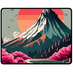 Mountain Landscape Sky Fuji Nature Two Sides Fleece Blanket (medium) by Cendanart