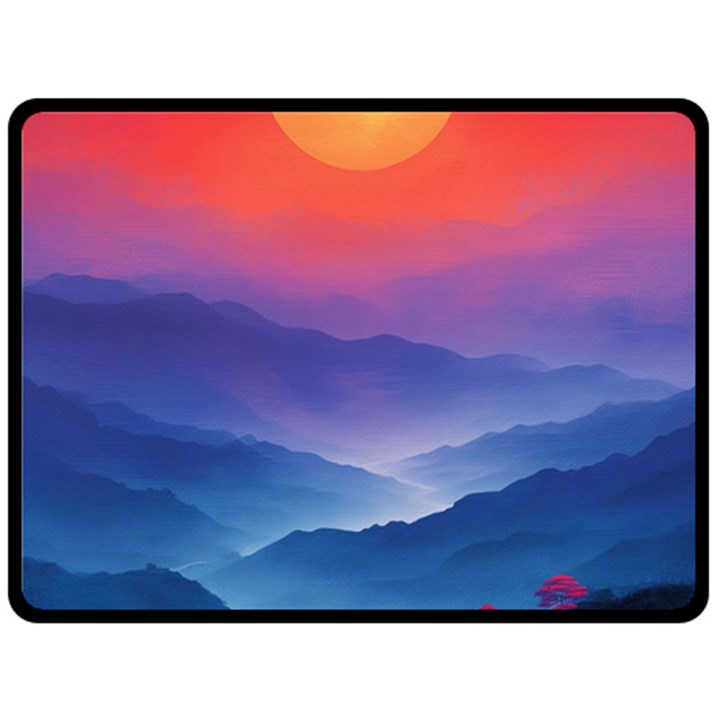 Valley Night Mountains Two Sides Fleece Blanket (Large)