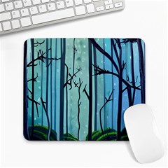 Nature Outdoors Night Trees Scene Forest Woods Light Moonlight Wilderness Stars Large Mousepad by Grandong