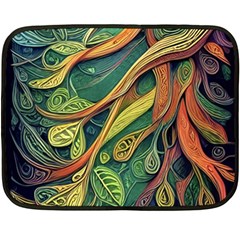 Outdoors Night Setting Scene Forest Woods Light Moonlight Nature Wilderness Leaves Branches Abstract Fleece Blanket (mini) by Grandong