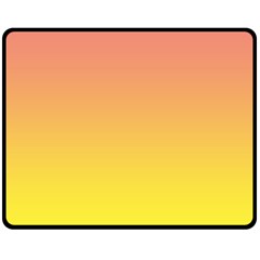 Coral Pink To Electric Yellow Linear Gradient Two Sides Fleece Blanket (medium) by GradientsOmbre