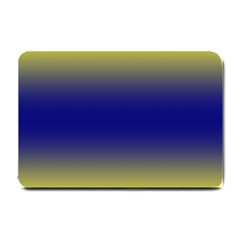 Electric Yellow To Navy Blue Bilinear Gradient Small Doormat by GradientsOmbre