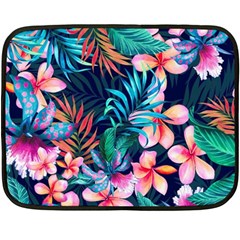 Hawaiian Flowers Hawaii Two Sides Fleece Blanket (mini) by Cemarart