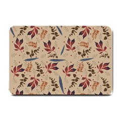 Leaves Pattern Teal Seamless Fall Small Doormat by Sabxi